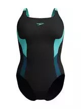 Speedo Womens Shaping Solid Splice Swimsuit Blue